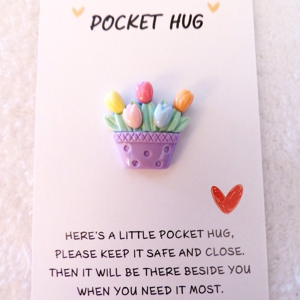 Pocket Hug Spring Tulips Purple Basket Gift